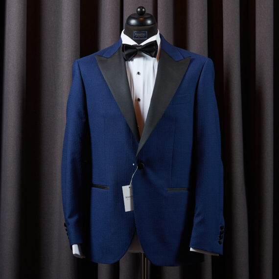 Sacou ceremonie albastru rever satin
